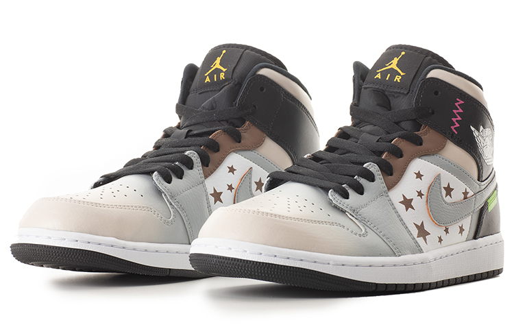 Lookbook (W) [Kasut Custom] Air Jordan 1 Mid 'Deconstructed Star Mocha Brown' 554725-170(TeamA-AJ1三女满天星摩卡)