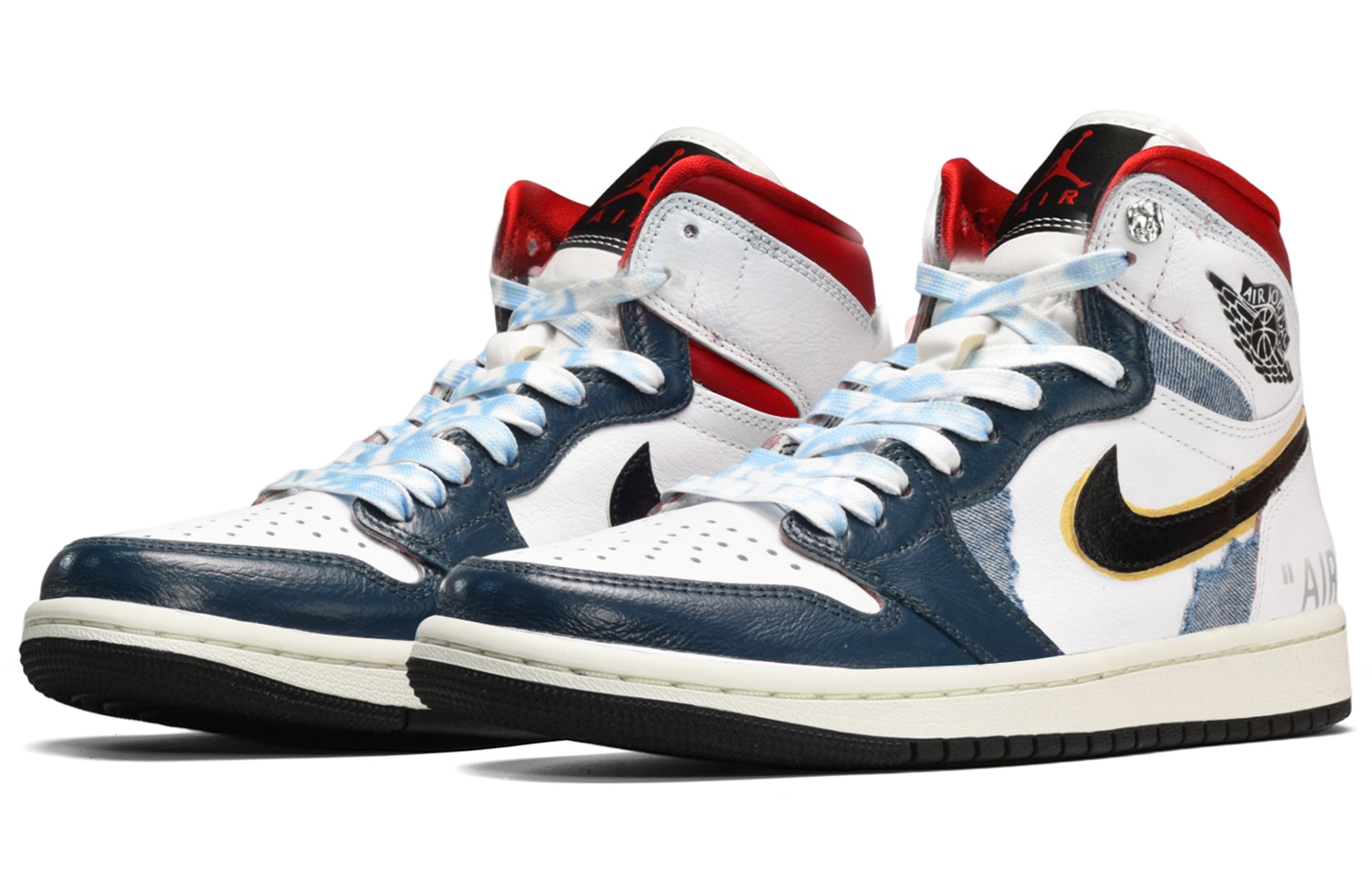 Lookbook (W) 【カスタムシューズ】(女性用) エアジョーダン1 ミッド「デニム ブラック ホワイト ブルー」 BQ6472-061(TeamE-女款牛仔布黑白蓝)