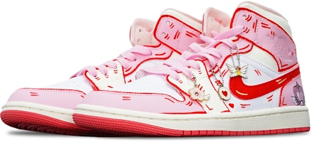 (W) 【カスタムシューズ】(女性用)エアジョーダン1ミッド「ディメンショナルハートウィングス - ピンクホワイト」 BQ6472-186(TeamT-粉色心形翅膀S-BOX) Order (W) 【カスタムシューズ】(女性用)エアジョーダン1ミッド「ディメンショナルハートウィングス - ピンクホワイト」 BQ6472-186(TeamT-粉色心形翅膀S-BOX)