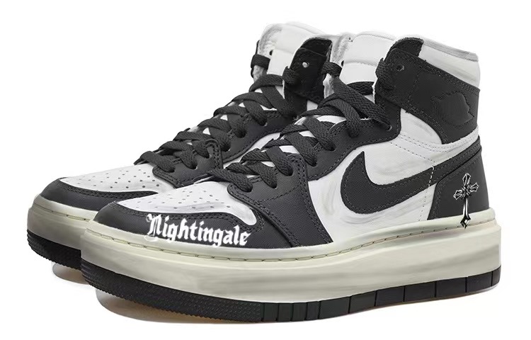 Lookbook (W) 커스텀 에어 조던 1 미드 '블랙 화이트 크로스' (Custom AJ1 Mid 'BW Cross') DN3253-100(Team拾玖-做旧十字架S-BOX）