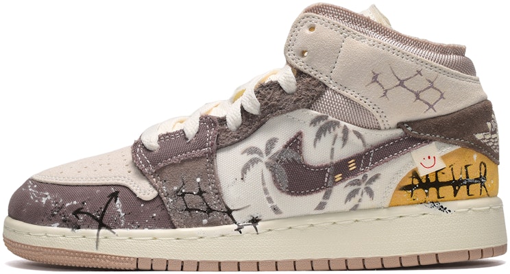 【定製球鞋】Jordan Air Jordan 1 Mid 多巴胺 椰子樹 中筒 復古籃球鞋 女款 紅白黃 Buy 【定製球鞋】Jordan Air Jordan 1 Mid 多巴胺 椰子樹 中筒 復古籃球鞋 女款 紅白黃