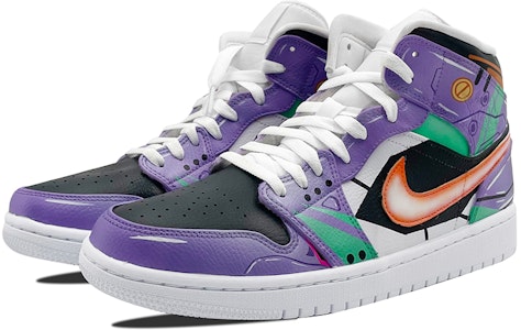(W) 【カスタムシューズ】(女性) エアジョーダン1 ミッド 'エヴァンゲリオン カスタムパープルイエロー' 554725-129(TeamE-女款-初号机-紫黄) Lookbook (W) 【カスタムシューズ】(女性) エアジョーダン1 ミッド 'エヴァンゲリオン カスタムパープルイエロー' 554725-129(TeamE-女款-初号机-紫黄)