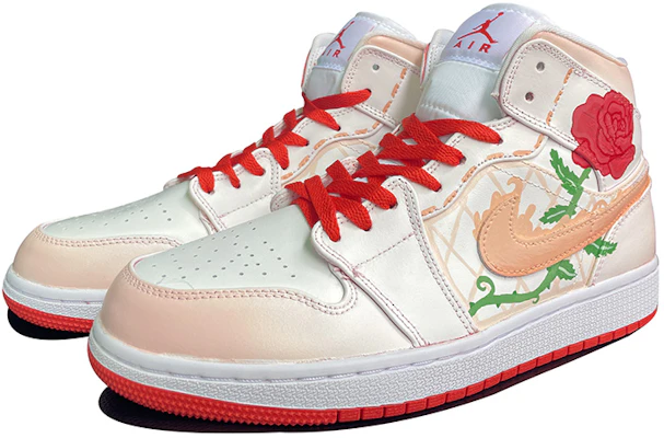 (W) カスタムシューズ (女性) エアジョーダン1ミッド 'フレームローズグラフィティ' BQ6472-116(TeamD-女款火焰玫瑰手绘喷绘涂鸦) Lookbook (W) カスタムシューズ (女性) エアジョーダン1ミッド 'フレームローズグラフィティ' BQ6472-116(TeamD-女款火焰玫瑰手绘喷绘涂鸦)
