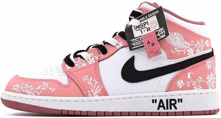 custom-shoes-women-air-jordan-1-mid-floral-black-pink