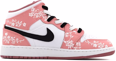 (W) エアジョーダン1 MID カスタム「花柄黒ピンク」 DQ8423-616(Team肆-浪漫复古花卉A) Order (W) エアジョーダン1 MID カスタム「花柄黒ピンク」 DQ8423-616(Team肆-浪漫复古花卉A)