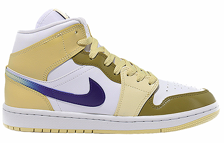 Order 【定制球鞋】Jordan Air Jordan 1 Mid 逐月計劃未來科技 減震防滑耐磨 中幫 復古籃球鞋 女款 黃白