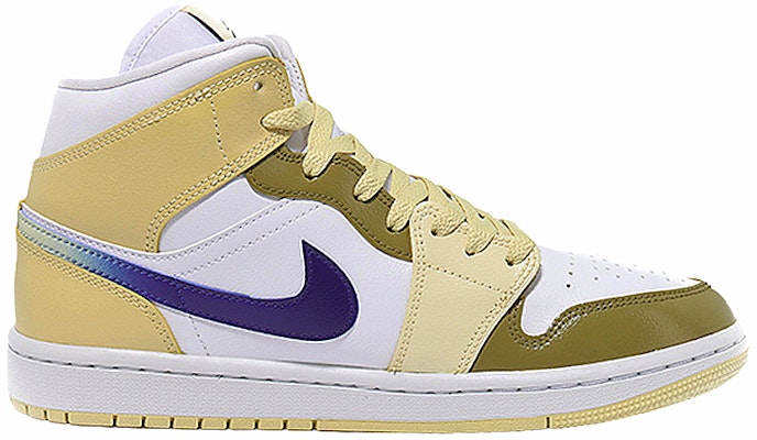 【定制球鞋】Jordan Air Jordan 1 Mid 逐月計劃未來科技 減震防滑耐磨 中幫 復古籃球鞋 女款 黃白 Order 【定制球鞋】Jordan Air Jordan 1 Mid 逐月計劃未來科技 減震防滑耐磨 中幫 復古籃球鞋 女款 黃白