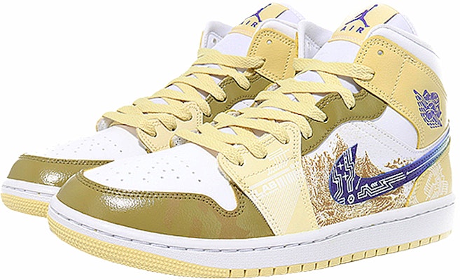 【定制球鞋】Jordan Air Jordan 1 Mid 逐月計劃未來科技 減震防滑耐磨 中幫 復古籃球鞋 女款 黃白 Lookbook 【定制球鞋】Jordan Air Jordan 1 Mid 逐月計劃未來科技 減震防滑耐磨 中幫 復古籃球鞋 女款 黃白