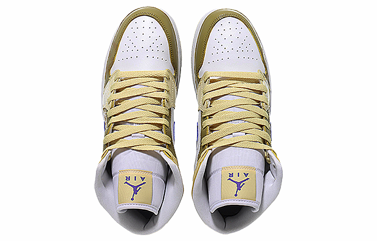 Shop 【定制球鞋】Jordan Air Jordan 1 Mid 逐月計劃未來科技 減震防滑耐磨 中幫 復古籃球鞋 女款 黃白