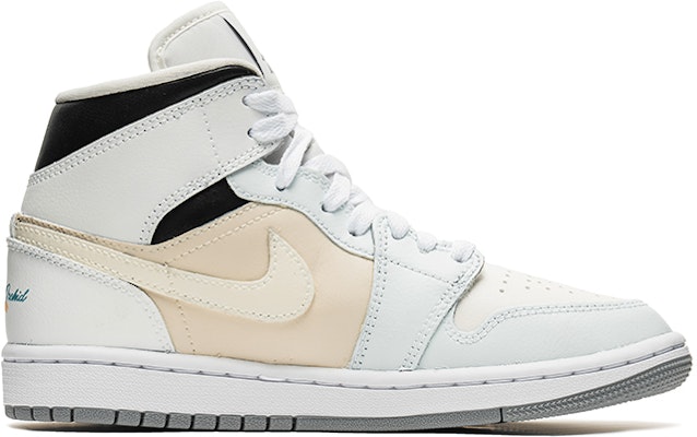 【定製球鞋】 Jordan Air Jordan 1 Mid 野鶴製造 花語系列 小雛菊限定 禮盒 中幫 復古籃球鞋 女款 灰白 Order 【定製球鞋】 Jordan Air Jordan 1 Mid 野鶴製造 花語系列 小雛菊限定 禮盒 中幫 復古籃球鞋 女款 灰白