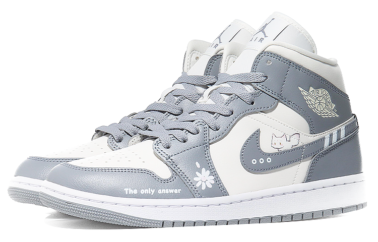 [Custom Shoes] (W) Jordan 1 Mid 'Grey White Fantasy Fox' 圖 3