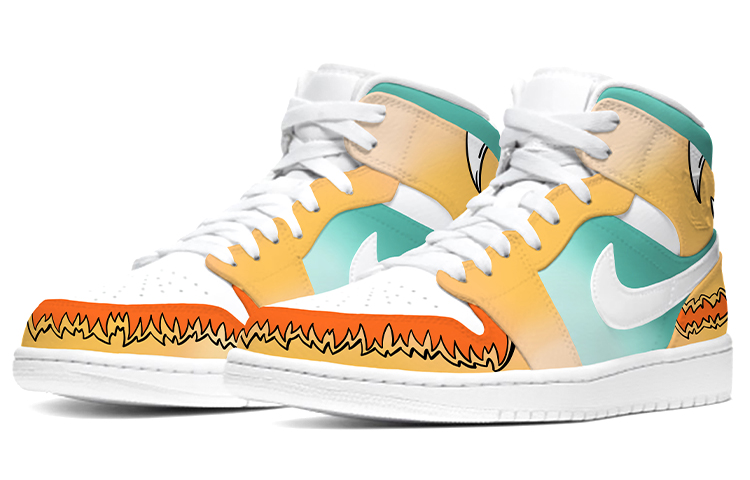 Lookbook (W) [Sepatu Custom] Air Jordan 1 Mid 'Singa Bangun Guangzhou' 554725-129(TeamE-女款广州醒狮青黄)