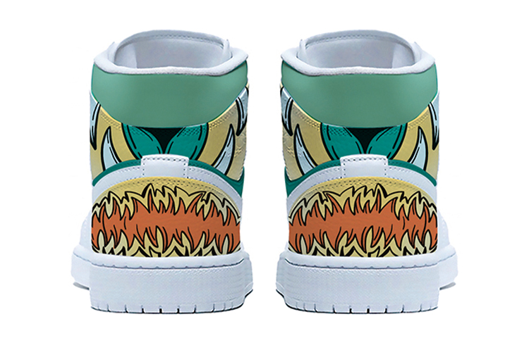 Shop (W) [Sepatu Custom] Air Jordan 1 Mid 'Singa Bangun Guangzhou' 554725-129(TeamE-女款广州醒狮青黄)