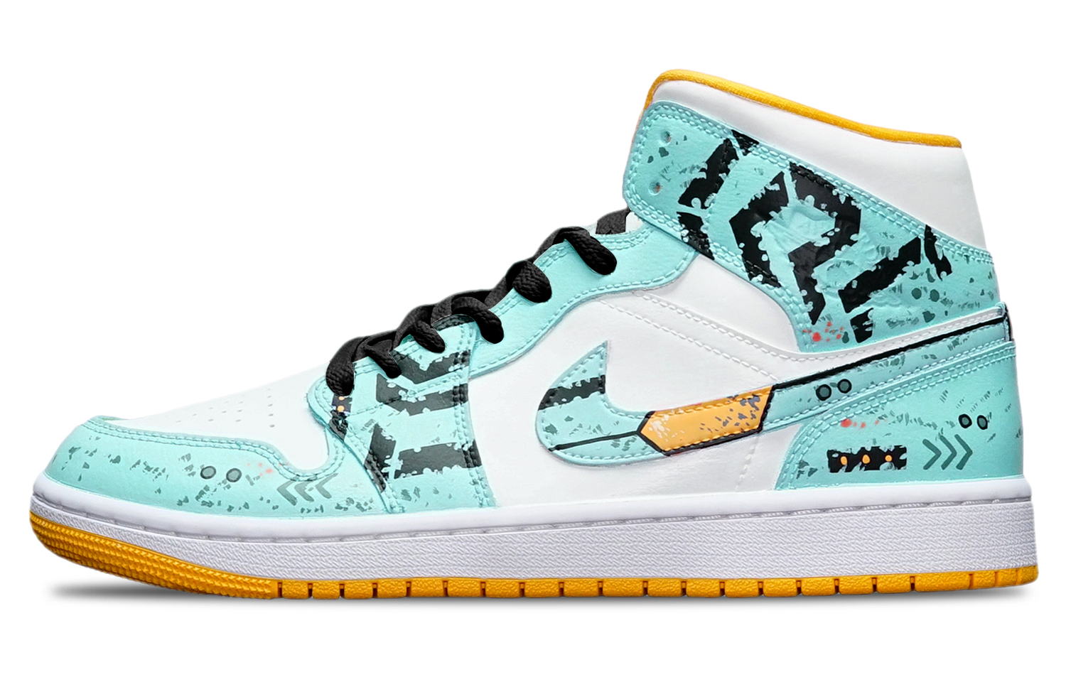 Order (W) 에어 조던 1 미드 "건담 사이버펑크" (커스텀) BQ6472-117(TeamT-战损III绿白S-BOX)