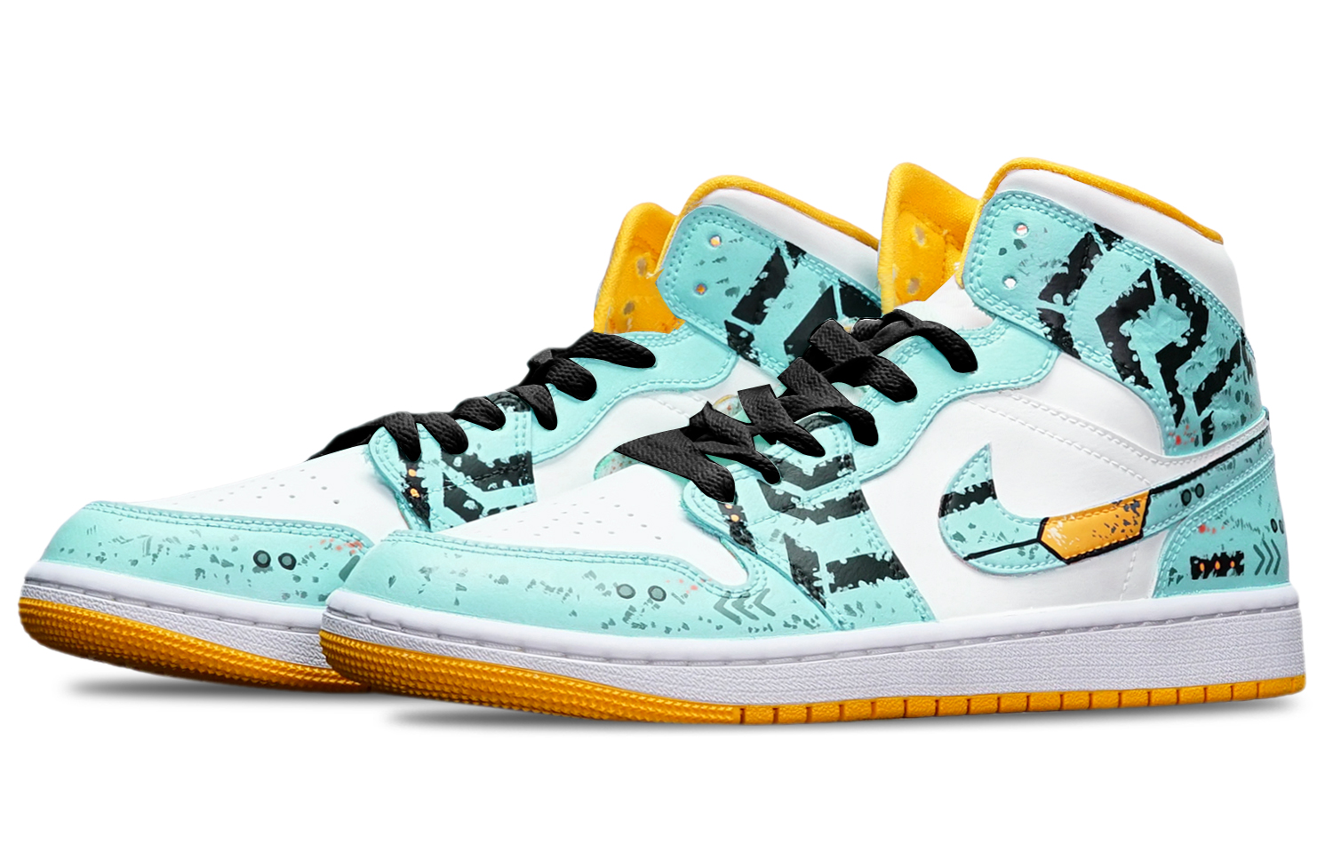 Shop (W) 에어 조던 1 미드 "건담 사이버펑크" (커스텀) BQ6472-117(TeamT-战损III绿白S-BOX)