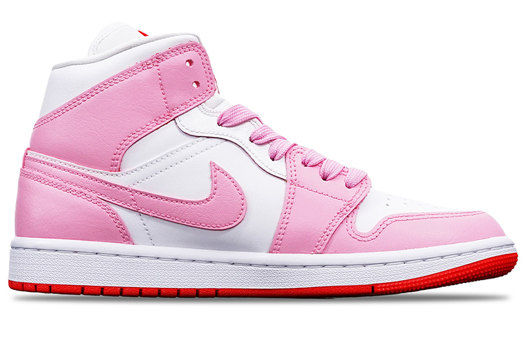 Order (W) [Custom Sepatu] Air Jordan 1 Mid 'Havana Red Es Krim' BQ6472-116(TeamT-冰淇淋粉白S-BOX)