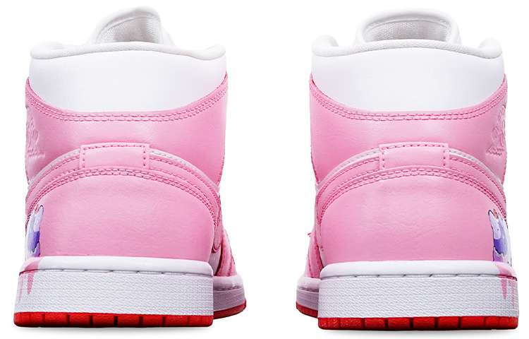 Shop (W) [Custom Sepatu] Air Jordan 1 Mid 'Havana Red Es Krim' BQ6472-116(TeamT-冰淇淋粉白S-BOX)