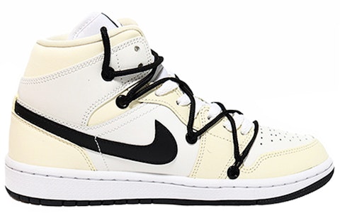 【客製球鞋】Jordan Air Jordan 1 Mid 水墨精魂兔 時尚穿孔 中筒 復古籃球鞋 女款 奶白色 Order 【客製球鞋】Jordan Air Jordan 1 Mid 水墨精魂兔 時尚穿孔 中筒 復古籃球鞋 女款 奶白色