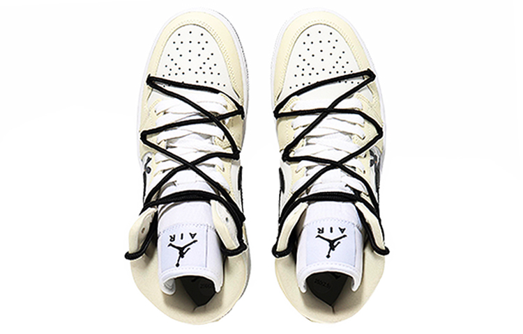 Shop (W) [Sepatu Kustom] Air Jordan 1 Mid 'Ink Soul Rabbit' BQ6472-121(Team10--水墨魂兔)