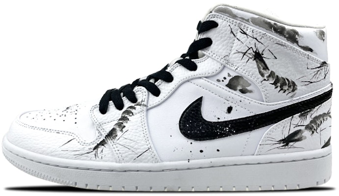 (W) 【定制鞋】Air Jordan 1 Mid '墨溅' 554725-126(Team叁-女款中国风水墨黑白灰) Buy (W) 【定制鞋】Air Jordan 1 Mid '墨溅' 554725-126(Team叁-女款中国风水墨黑白灰)