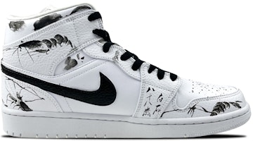 (W) 【定制鞋】Air Jordan 1 Mid '墨溅' 554725-126(Team叁-女款中国风水墨黑白灰) Order (W) 【定制鞋】Air Jordan 1 Mid '墨溅' 554725-126(Team叁-女款中国风水墨黑白灰)