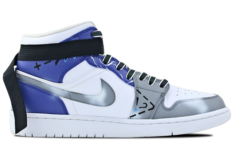 Order (W) 【定制鞋款】Air Jordan 1 Mid“星际代码” 554725-126-(Team叁-女款手绘喷绘蓝灰)