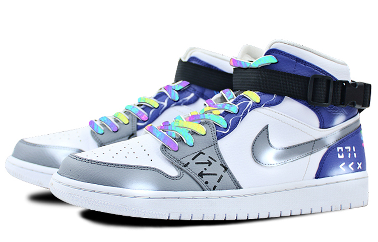 Lookbook (W) 【定制鞋款】Air Jordan 1 Mid“星际代码” 554725-126-(Team叁-女款手绘喷绘蓝灰)