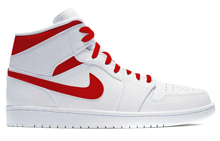 Order (W) Zapatillas personalizadas Air Jordan 1 Mid 'Pez Saltando el Dragón' 554725-129（Team-E--女款剪纸白红）