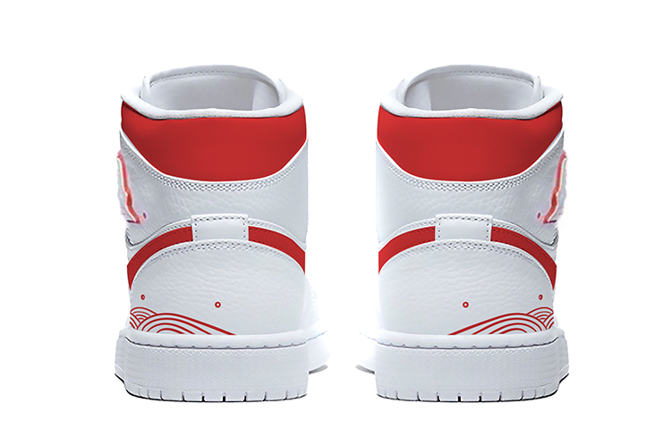 Shop (W) Zapatillas personalizadas Air Jordan 1 Mid 'Pez Saltando el Dragón' 554725-129（Team-E--女款剪纸白红）