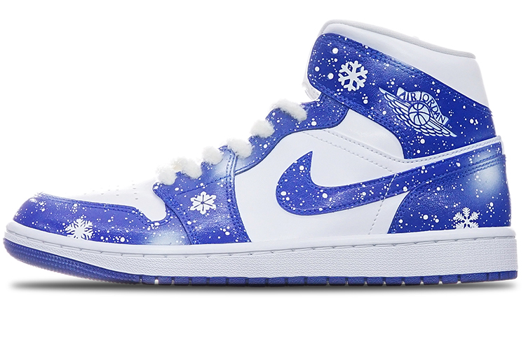 Order (W) [Sepatu Kustom] Air Jordan 1 Mid 'Kentucky Frozen' BQ6472-104(TeamT-圣诞主题白蓝S-BOX)