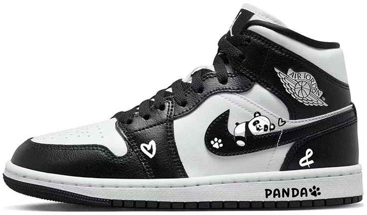 custom-shoes-women-air-jordan-1-mid-lazy-panda