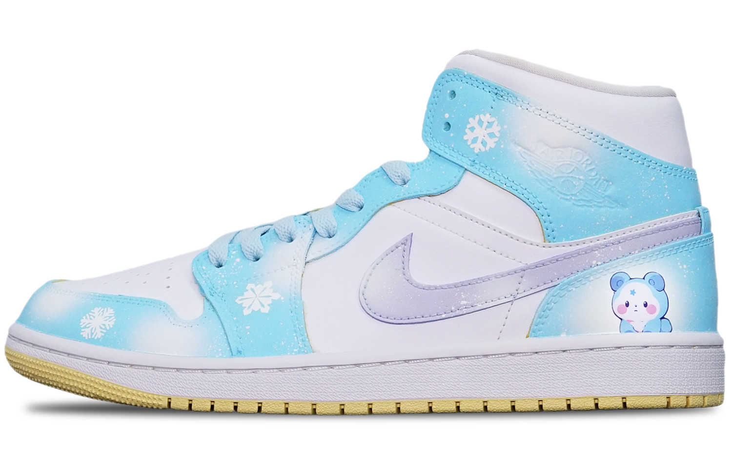 [Custom Shoes] (Women) Air Jordan 1 Mid 'Lemon Wash Dopamine Snowflake'