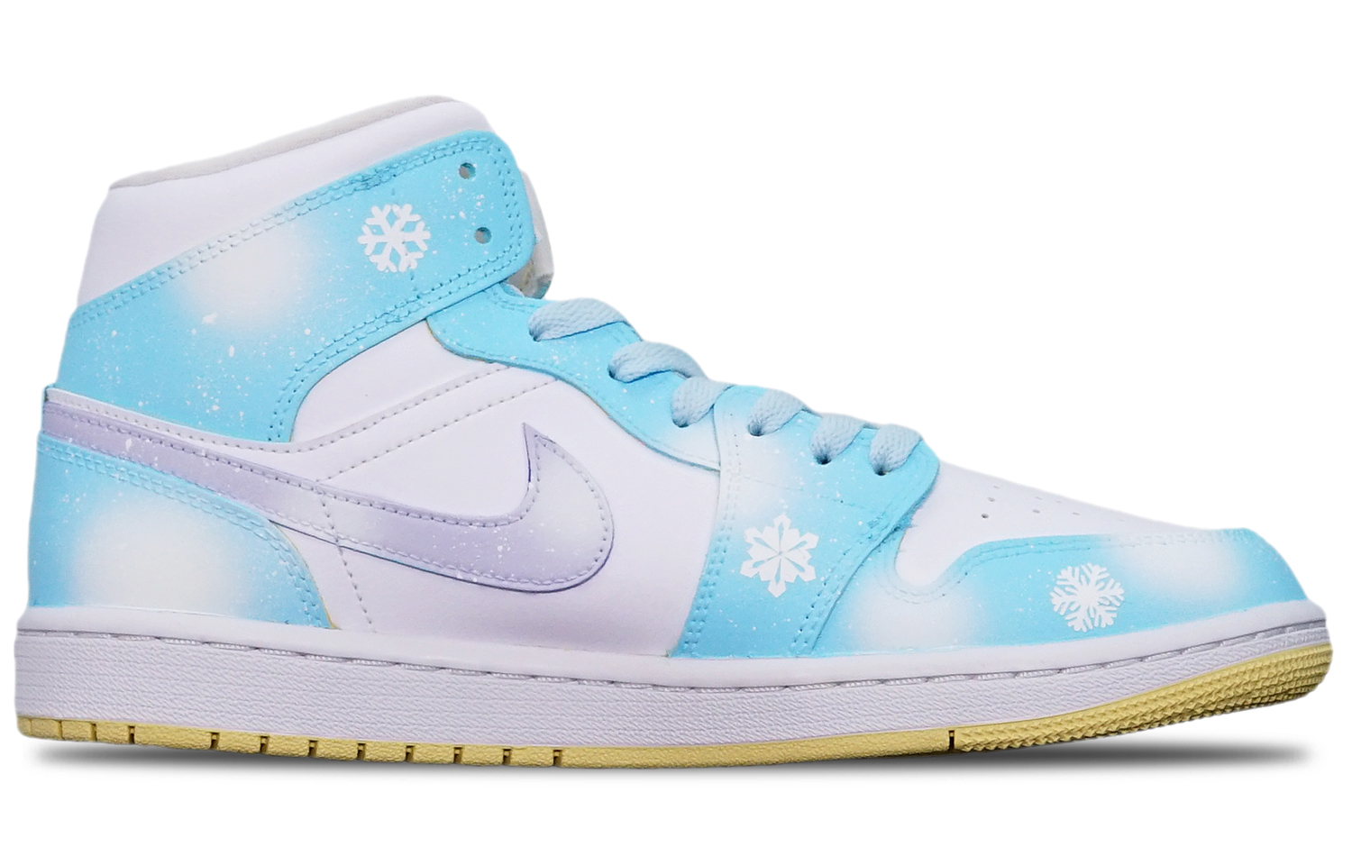 Order 【定制球鞋】Jordan Air Jordan 1「Lemon Wash」多巴胺雪花 星星小熊 特殊鞋盒 送小熊 耐磨防滑 中筒 復古籃球鞋 女款 藍白