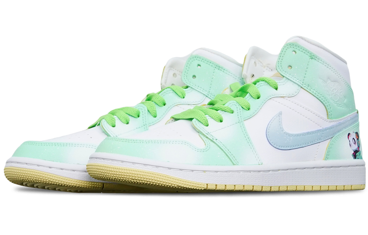 Lookbook (W) [Zapatillas Personalizadas] Air Jordan 1 Mid 'Lemon Wash Panda' BQ6472-701(TeamT-光晕蹦迪熊猫S-BOX)