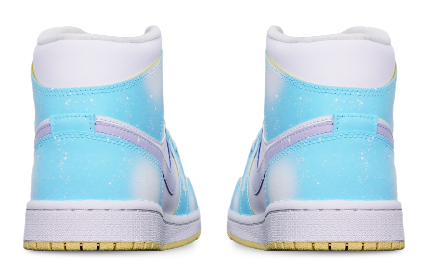 Shop 【定制球鞋】Jordan Air Jordan 1「Lemon Wash」多巴胺雪花 星星小熊 特殊鞋盒 送小熊 耐磨防滑 中筒 復古籃球鞋 女款 藍白