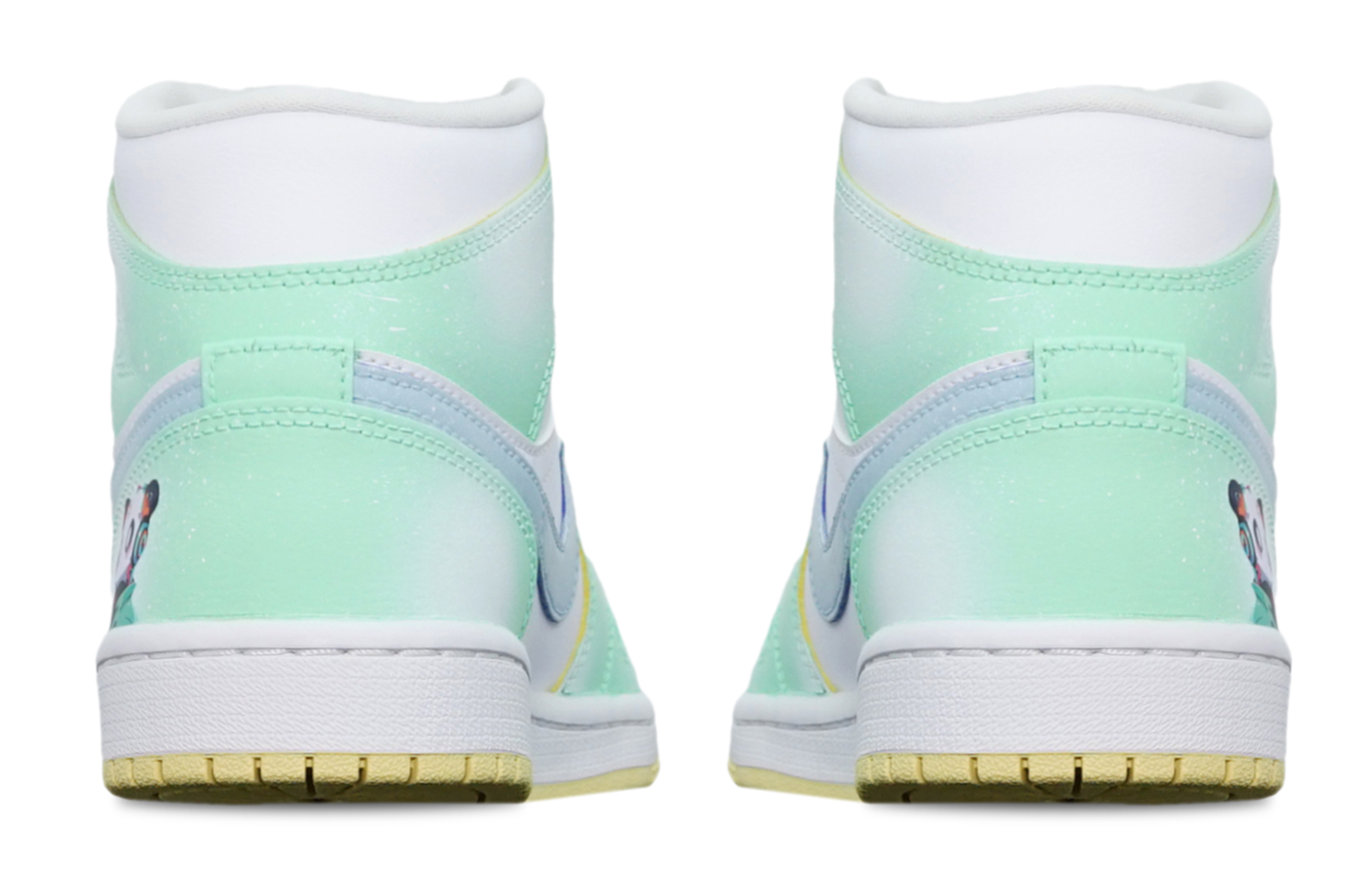 Shop (W) [Zapatillas Personalizadas] Air Jordan 1 Mid 'Lemon Wash Panda' BQ6472-701(TeamT-光晕蹦迪熊猫S-BOX)