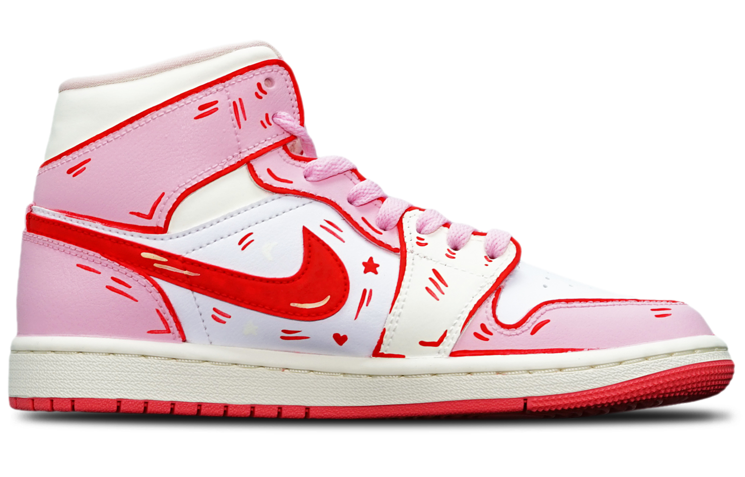 Buy (W) [Kasut Custom] Air Jordan 1 Mid 'Sayap Cinta' BQ6472-186(TeamT-金色心形翅膀S-BOX)