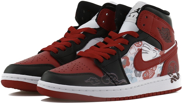 (W) カスタムAJ1ミッド「ラッキーラビット - 黒白赤」 BQ6472-079(Team10-卯兔迎春QD) Lookbook (W) カスタムAJ1ミッド「ラッキーラビット - 黒白赤」 BQ6472-079(Team10-卯兔迎春QD)