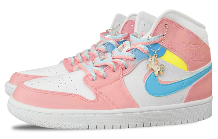 Lookbook (W) エアジョーダン1 Mid マカロンカスタム (520) 554725-129(TeamE-马卡龙-蓝粉-喷绘)