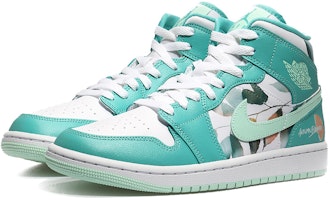 【定制球鞋】 Jordan Air Jordan 1 Mid "Marine Green" 一葉知秋 秋日景象 樹葉圖案 小蒂芙尼 耐磨 中幫 復古籃球鞋 女款 綠白 Lookbook 【定制球鞋】 Jordan Air Jordan 1 Mid "Marine Green" 一葉知秋 秋日景象 樹葉圖案 小蒂芙尼 耐磨 中幫 復古籃球鞋 女款 綠白