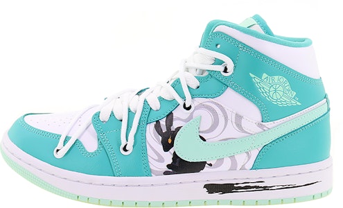 【定製球鞋】Jordan Air Jordan 1 Mid 水墨魂兔 中幫 復古籃球鞋 女款 薄荷綠 Buy 【定製球鞋】Jordan Air Jordan 1 Mid 水墨魂兔 中幫 復古籃球鞋 女款 薄荷綠