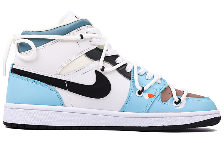 Lookbook 【訂製球鞋】Jordan Air Jordan 1 Mid 怪獸心跳 改色 解構 手繪 撞色 塗鴉 中幫 復古籃球鞋 女款 藍白棕