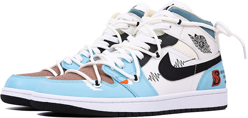 【訂製球鞋】Jordan Air Jordan 1 Mid 怪獸心跳 改色 解構 手繪 撞色 塗鴉 中幫 復古籃球鞋 女款 藍白棕 Shop 【訂製球鞋】Jordan Air Jordan 1 Mid 怪獸心跳 改色 解構 手繪 撞色 塗鴉 中幫 復古籃球鞋 女款 藍白棕