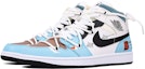 Shop 【訂製球鞋】Jordan Air Jordan 1 Mid 怪獸心跳 改色 解構 手繪 撞色 塗鴉 中幫 復古籃球鞋 女款 藍白棕