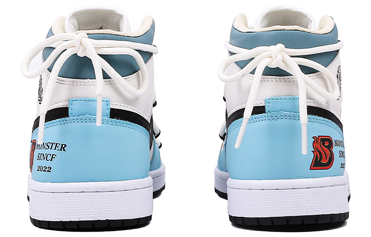 Purchase 【訂製球鞋】Jordan Air Jordan 1 Mid 怪獸心跳 改色 解構 手繪 撞色 塗鴉 中幫 復古籃球鞋 女款 藍白棕