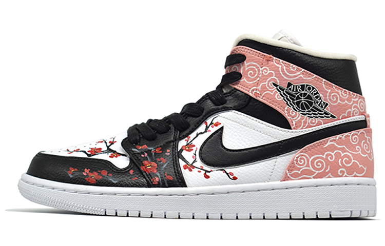 Buy (W) [定制鞋款] Air Jordan 1 Mid '南京鸳鸯云锦' 554725-130(Team-R-女款喷涂手绘南京)