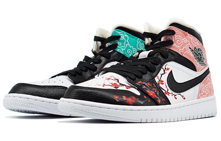 Lookbook (W) [定制鞋款] Air Jordan 1 Mid '南京鸳鸯云锦' 554725-130(Team-R-女款喷涂手绘南京)