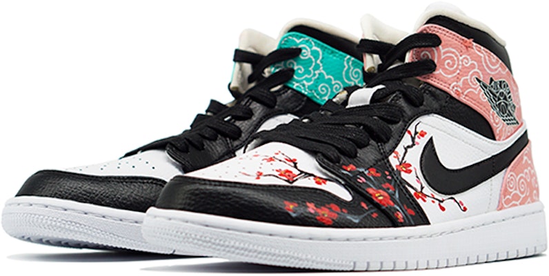 (W) 에어 조던 1 미드 '난징 유원경 운금' (커스텀) 554725-130(Team-R-女款喷涂手绘南京) Lookbook (W) 에어 조던 1 미드 '난징 유원경 운금' (커스텀) 554725-130(Team-R-女款喷涂手绘南京)