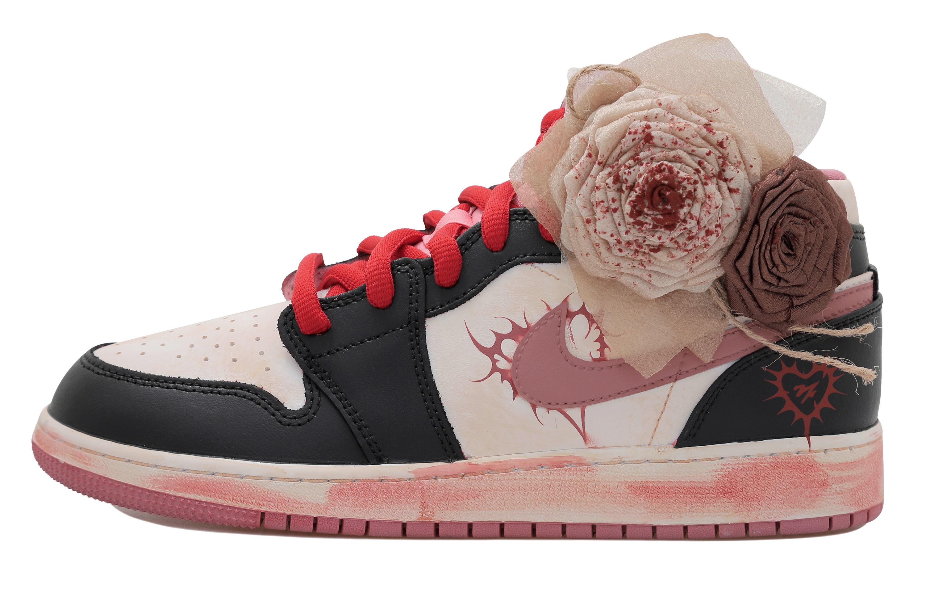 [Custom Shoes] (W) Jordan 1 Mid 'OKHR Rose Graffiti Distressed Gothic' 圖 2