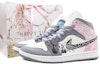 Buy 【定制球鞋】Jordan Air Jordan 1 Mid 手繪蘭花 雲錦 中國風 鴛鴦 中幫 復古籃球鞋 女款 灰白